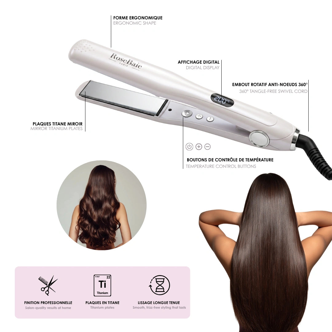 Lisseur Rosebaie Pro Silkmaker - Titane Ionique