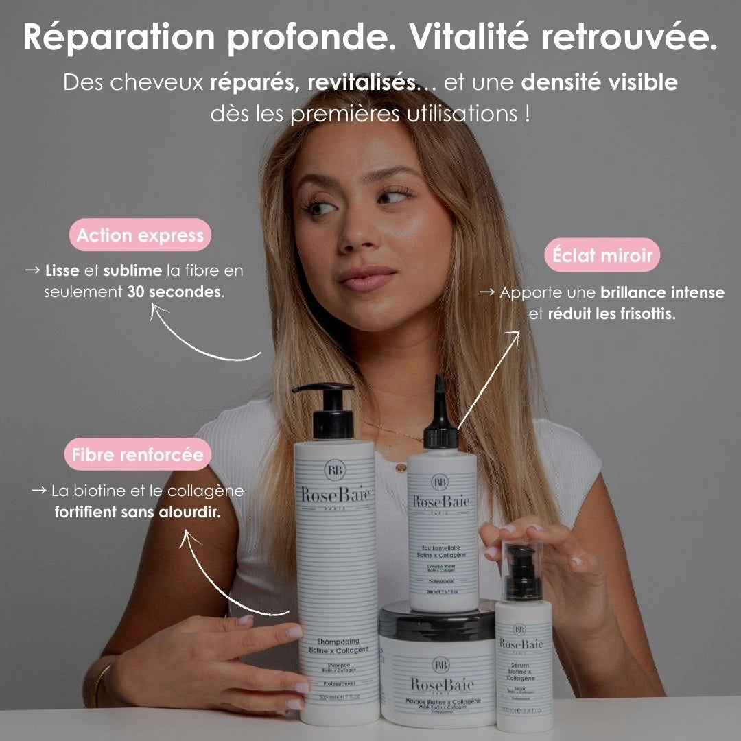 Eau lamellaire Biotine & Collagène - Soin brillance et réparation express
