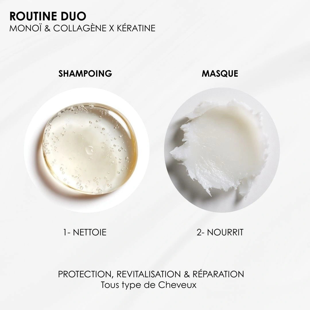 Routine duo Monoï & Collagène/ Huile Nacrée  – Protection & Revitalisation