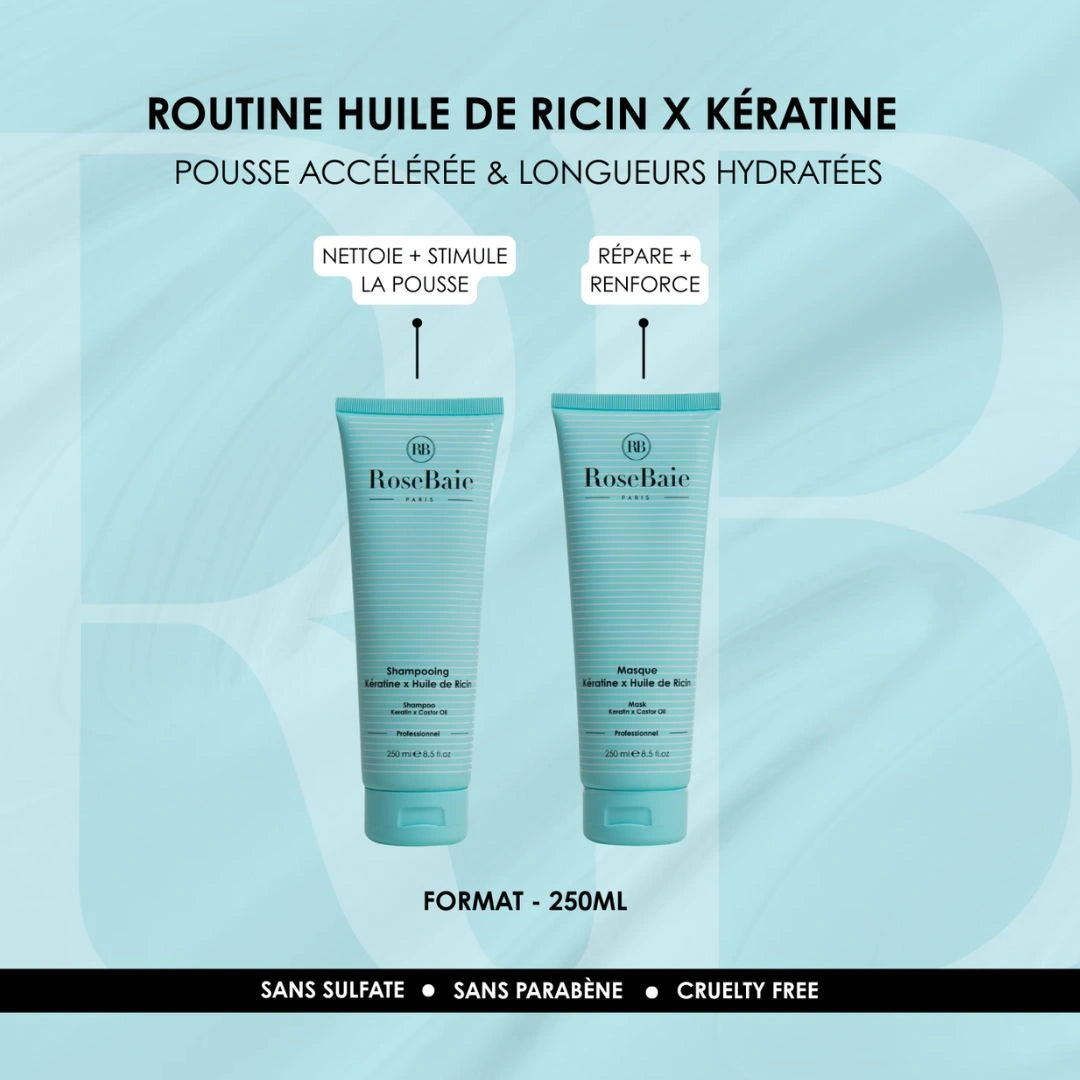 Shampoing Ricin & Kératine - Pousse & Légèreté pour Cheveux Fins 250ml